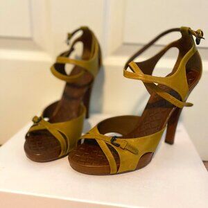 Bottega Veneta Green Leather, Brown Heels
